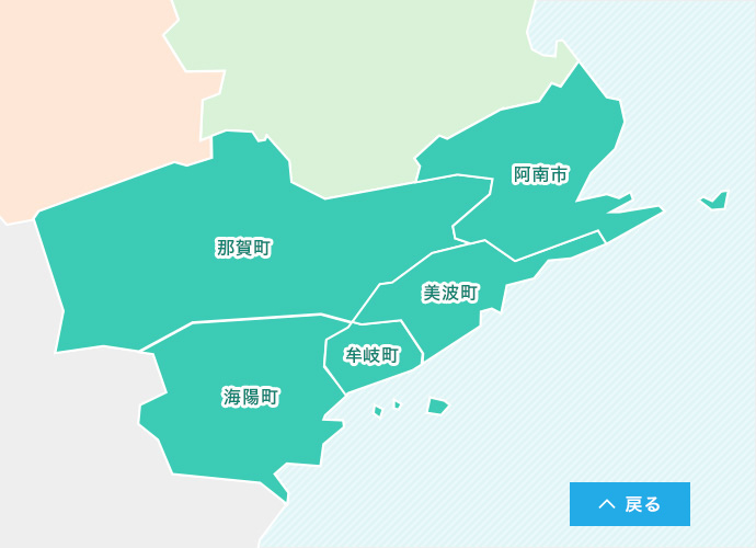 地図: 徳島県南部