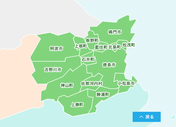 地図: 徳島県東部